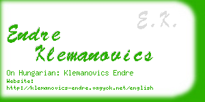 endre klemanovics business card